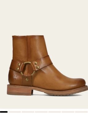 Frye Cognac Leather Harness Ankle Boot